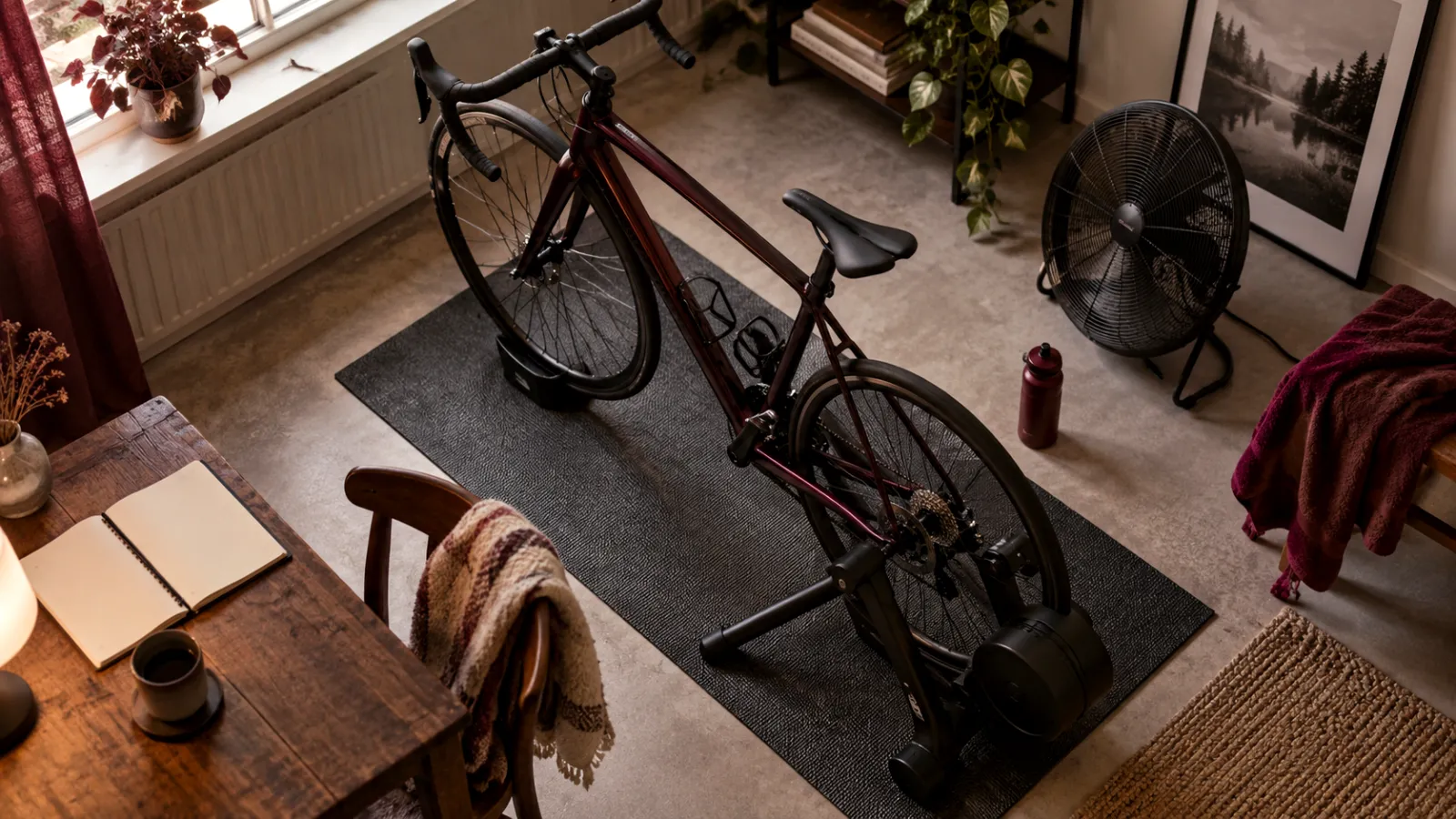 Illustration av planering och utrustning för cykelträning.